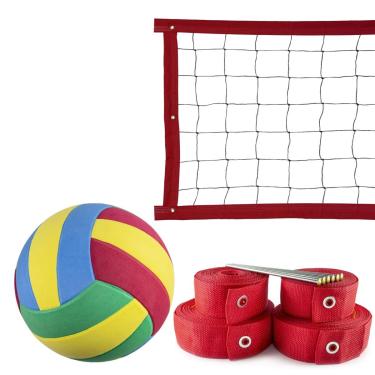 Imagem de Kit Rede de Vôlei 7 metros + Marcação Vermelho + Bola-Unissex
