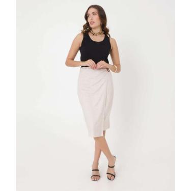 Imagem de Saia Feminina Reta Transpassada Marisa-20002, Bege, G