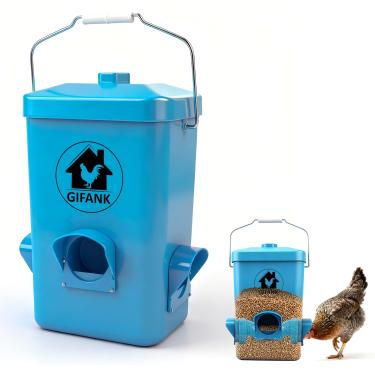 Imagem de GIFANK Alimentador de galinha de 11,8 kg, alimentador automático de frango, à prova d'água, sem desperdício, alimentadores de aves de capoeira suspensos com 3 portas de alimentação, acessórios de