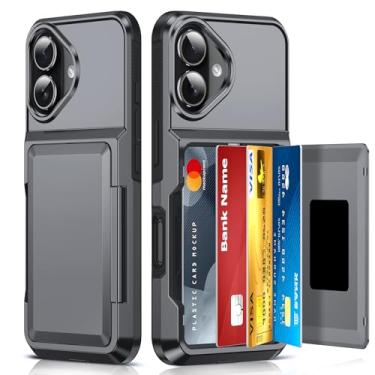 Imagem de LeYi Para iPhone-17 Capas Carteira Cinza: com suporte para cartão i Phone iphone17 Capa protetora iohone 17 capas femininas Funda para serviço pesado grau militar rígido à prova de choque masculino