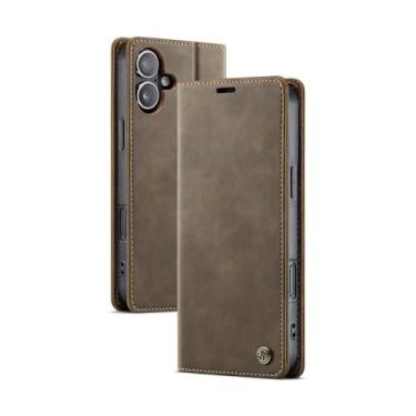 Imagem de HTVJFX Capa de celular com suporte magnético de couro e carteira de luxo para iPhone 7Plus e 8Plus (para iPhone 7Plus e 8Plus/Café)