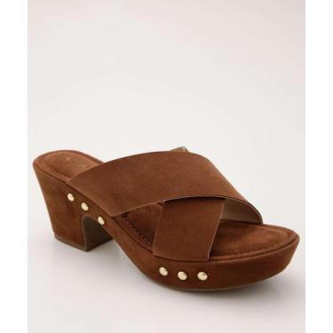 Imagem de Tamanco Feminino Meia Pata Salto Grosso Via Uno-58029, 38, Caramelo