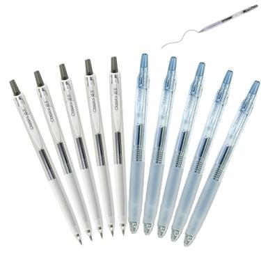 Imagem de GZBABY Caneta de gel de ponta fina, 10 peças, canetas esferográficas retráteis com aderência macia, 0,5 mm, tinta de secagem rápida (preta, azul escuro)