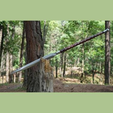 Imagem de QEPAA CRAFTS Lança Viking artesanal – Lâmina de aço forjado, réplica autêntica de arma nórdica, eixo de madeira – Reconstituição histórica, colecionável ou peça de exibição (Lança 2)