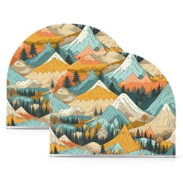 Imagem de Wassud Porta-guardanapos de acrílico colorido Mountains, dispensador de guardanapos de papel moderno em forma de U para mesa, cozinha, sala de jantar, bancada 2 peças (comporta 50-60 guardanapos)