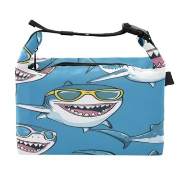 Imagem de STAYTOP Lancheira fofa de tubarão com alça de fivela, lancheira isolada para meninos e meninas, lancheira térmica para trabalho escolar