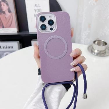 Imagem de Linda alça transversal magnética com glitter para iPhone 16 E 15 Pro Max 14 13 12 11 Pro, roxa, para iPhone 16e