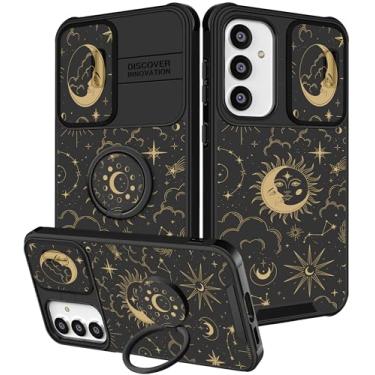 Imagem de Funermei Capa para Samsung Galaxy S24 - Capa de telefone feminina bonita feminina estética sol lua estrelas design exclusivo com capa de câmera e suporte de anel Funda para Samsung S24