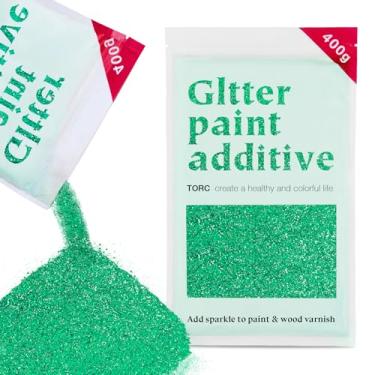 Imagem de TORC Aditivo de tinta com glitter verde – pó de glitter multitamanho para tinta acrílica, paredes, móveis de madeira e artesanato (400 g) - uso interior/exterior em todos os acabamentos