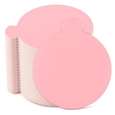 Imagem de 100 mini tábuas de bolo, 7,6 cm, base de cupcakes de papelão redonda rosa para sobremesas, doces, mousse, placa de exibição de bolo descartável de grau alimentício para casamento, festa de panificação