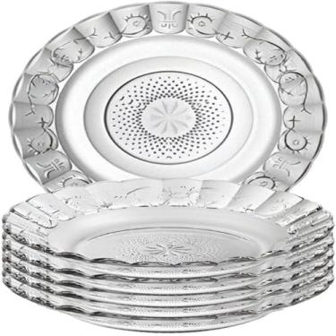 Imagem de Kit 5 Pratos de Vidro Egípcio Transparente 21,5cm – Design Estrela Artesanal em Vidro Temperado, Elegantes e Resistentes para Mesa Posta, Jantar, Decoração e Receber Bem