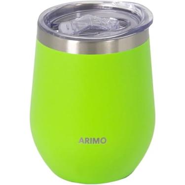 Imagem de Copo Térmico de Aço Inoxidável, 350ml, Tampa Hermética, Branco, Cilíndrico, Moderno, para Bebidas Frias e Quentes verde claro