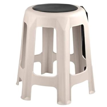 Imagem de Banqueta de Plástico Resistente Reforçada com 6 Pés - Base Reforçada Antibalanceio, Estabilidade Máxima para Uso Interno e Externo (Churrasco, Varanda, Cozinha)(Branco)