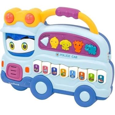 Imagem de Teclado Piano Musical Bebe Brinquedo Infantil Divertido Som Carros Polícia - Cor Azul