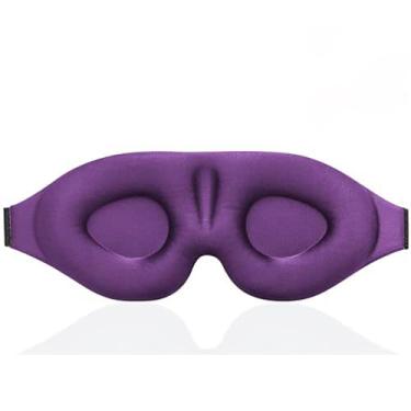 Imagem de Máscaras de dormir blackout para mulheres e homens máscara para dormir com pressão zero - design ergonômico com faixa elástica ajustável para descanso de sono - roxo
