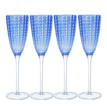 Imagem de Jogo 4 Taças De Champanhe Espumante De Vidro Orquídea Azul 200ml Wolff