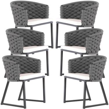Imagem de Kit 6 Cadeiras Bali Alumínio Em Tricô Náutico Trama Original Prata