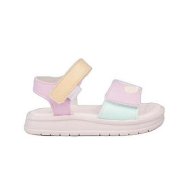 Imagem de Sandália Infantil Pampili Tons Pastéis Flor Calce Fácil Leve-Feminino