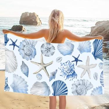 Imagem de Toalha de praia com padrão marítimo, toalha de praia absorvente de microfibra de 76 x 150 cm, cobertor sem areia de secagem rápida, para verão, piscina, viagem, natação, surfe, férias, cruzeiro