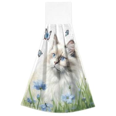 Imagem de Cute Ragdoll Cat Toalhas de mão penduradas para cozinha conjunto de 2 toalhas de forno ultra absorventes para casa e cozinha 45 x 35 centímetros