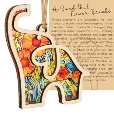 Imagem de Enfeite de elefante amarelo da amizade com cartão de história - presentes de aniversário para mulheres, melhores amigas, irmãs, lembrança de vínculo especial significativo, decoração de casa