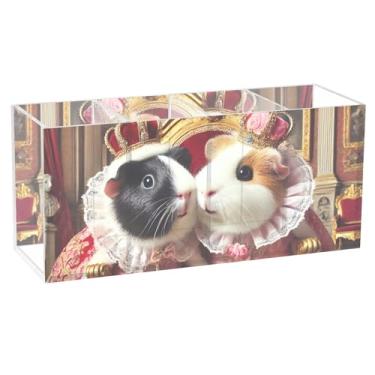 Imagem de TSENQUE Porta-canetas engraçado, porquinho-da-índia, hamster, fofo, personalizado, para mesa, acrílico, escritório, arte, organizador de pincéis, porta-lápis, copo, decoração de escritório