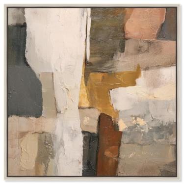 Imagem de Patchwork Plains III Impressão em tela Boho Brown Wall Art por Art Remedy, moldura prata, 61 x 61 cm