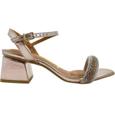 Imagem de Sandália Feminina Casual Social Dia a Dia Passeio Tira com Strass Salto Médio Conforto Vizzano 6428.-Feminino