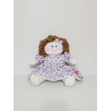 Imagem de Boneca De Pano Lara Pelúcia Lilás Floral 41cm - Polybaby