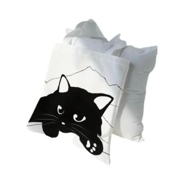 Imagem de Bolsa Tote Grande Capacidade Com Estampa De Animais Kawaii Gato Panda 