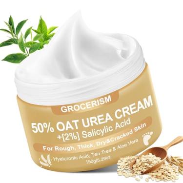 Imagem de Creme de ureia 50% para pés força máxima 150 g com aveia e 2% de ácido salicílico, creme para pés e mãos incluído ácido hialurônico, árvore do chá e aloe vera para hidratação profunda, remoção de