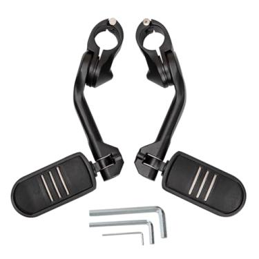 Imagem de HY-SPEED Apoios De Pé Ajustáveis Para Motocicletas, Barra Proteção Motor 1,25" Compatível Com Softail Sportster Electra Road Glide King Street, Ângulo Longo, Preto