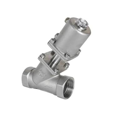 Imagem de Válvula de assento pneumática de aço inoxidável DN40 normalmente fechada/aberta válvulas de assento angular do atuador pneumático 16 bar para óleo a gás a vapor (CLOSED_SINGLE)