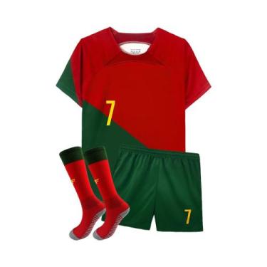 Imagem de Conjunto De Camisa De Futebol Infantil Com Calções E Meias Para Menino