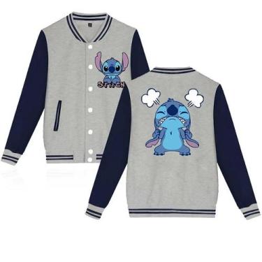 Imagem de Jaqueta De Moletom Unissex Infantil Y2K Disney Stitch Estilo Baseball 