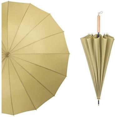 Imagem de Guarda-chuva À Prova De Vento, Guarda-chuvas De Golfe Grandes Resistentes Ao Vento Para Homens Adultos Mulheres Punho De Madeira Clássico Secagem Rápida Forte 16 Costelas Viagem 105 Cm, Guarda-chu