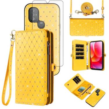 Imagem de Capa de celular para Motorola Moto G Power 2022/MotoG Play 2023/G Pure 2021 capa de celular carteira com zíper com alça protetora de tela com glitter flip compartimento para cartão XT2271DL XT2165DL