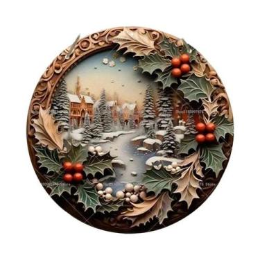 Imagem de Placa De Madeira Feliz Natal 2D Gnomo Boneco De Neve Decorativo Para P