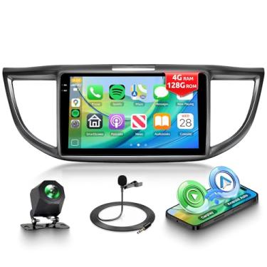 Imagem de Orderich Rádio automotivo Android 4G + 128G para Honda CRV 2012-2016 com CarPlay sem fio Android Auto, tela sensível ao toque de 23 cm, conexão de espelho estéreo para carro, navegação GPS, WiFi