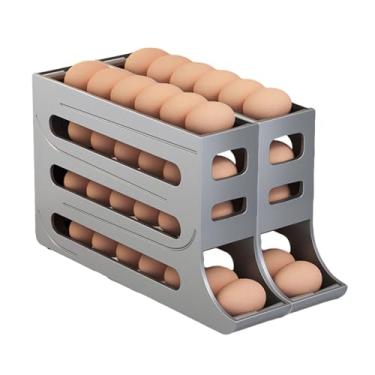 Imagem de Apoio para Ovos de 4 Andares Geladeira - Organizador com Rolamento Automático Dispenser Economizar Espaço Container Grande Capacidade 30 Fácil Pegar 2