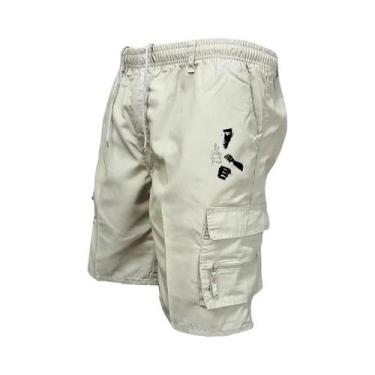 Imagem de Bermuda Cargo Casual Masculina Com Múltiplos Bolsos Para O Verão, Calç
