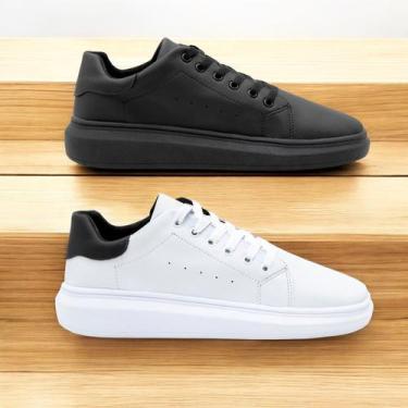 Imagem de Kit 2 Pares Sapatenis Sapato Casual Masculino Branco Moda - Hard7, Pre