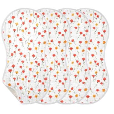 Imagem de Wassud Panos de musselina para bebês com estampa de flores de calêndula 1 pacote com babadores de algodão toalha de rosto absorventes e macios para arrotos para meninos e meninas recém-nascidos
