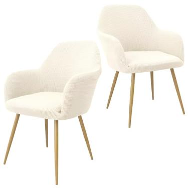 Imagem de Yonus Capas para cadeira de sala de jantar, conjunto de capas de poltrona removíveis para sala de estar (2, branco quente)