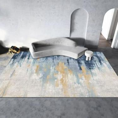 Imagem de Tapete decorativo abstrato para sala de estar, decoração simples, tapete para quarto, antiderrapante, fácil de limpar, tapete para mesa de centro (80x160cm 31,5x63in/Sem fiapos2)