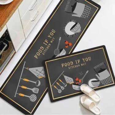 Imagem de Jogo De Tapete Passadeira Belga Cozinha Antiderrapante 2 Pcs - Enxovai