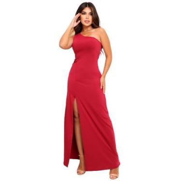 Imagem de Vestido Feminino Longo Com Fenda Lateral Nula Manga Ideal Para Festa F