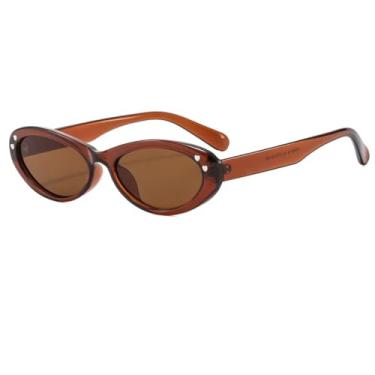 Imagem de HPIRME Óculos Vintage Femininos Cor Jelly Armação Pequena Estilo Retrô para Uso Externo com Proteção UV400 (Marrom-Marrom)