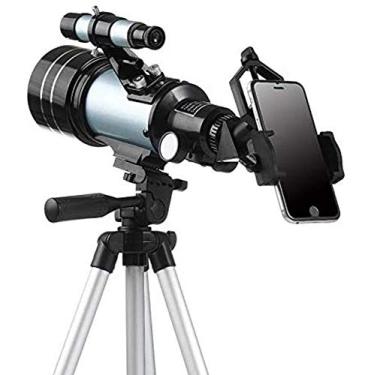 Imagem de pcagfaajmh Telescópio astronômico com tripé de observação de estrelas para crianças, portátil e de alta definição, ampliação de 150 x e calibre de 70 mm