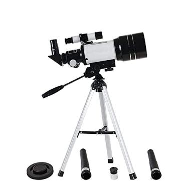 Imagem de pcagfaajmh Telescópio astronômico para iniciantes e adultos, refletor portátil de 150 x com tripé ajustável HD 300 / 70 mm para observação de céu, estrela, lua/pássaros, melhor presente para crianças